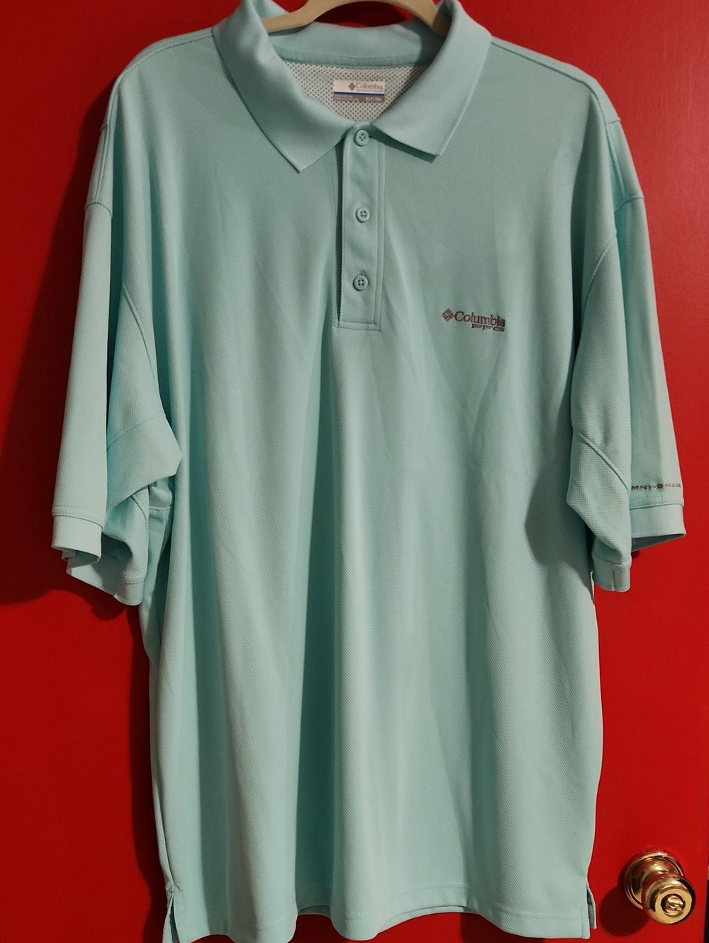 2XL Columbia Men's Light Aqua Performance Polo